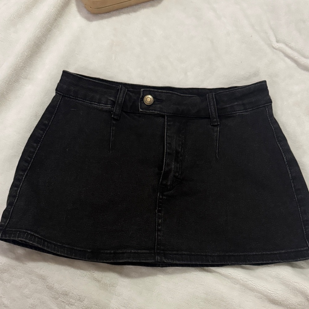 Black Denim Mini Skirt